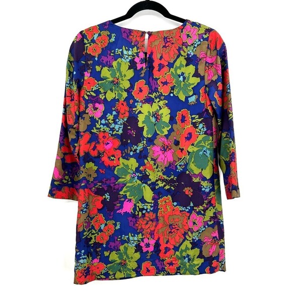 J. CREW 100% Silk Jules Ashbury Colorful Floral Print Mini Dress Size 00 - Picture 3 of 6